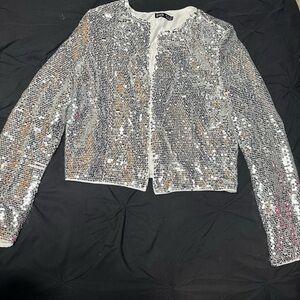 SHEIN Silver Sequin Blazer